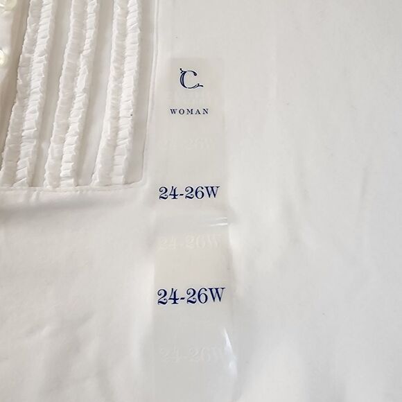 Classic Elements NWT White 3/4 Sleeve Ruffled Bodice With Buttons Size 24-26W - Picture 2 of 7